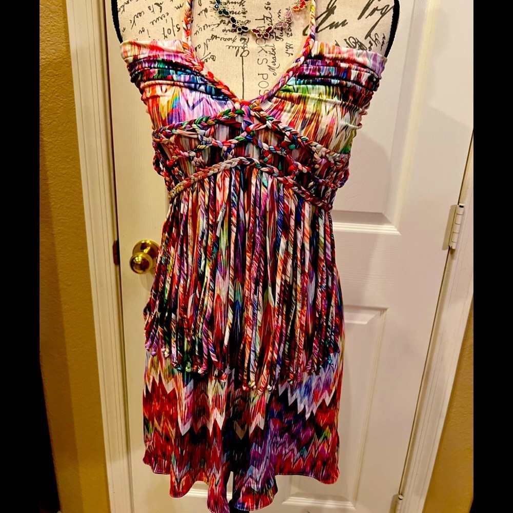 C5D💗💛💜SKY luxury brand multi-colored mini dress perfect4 date night or Vegas